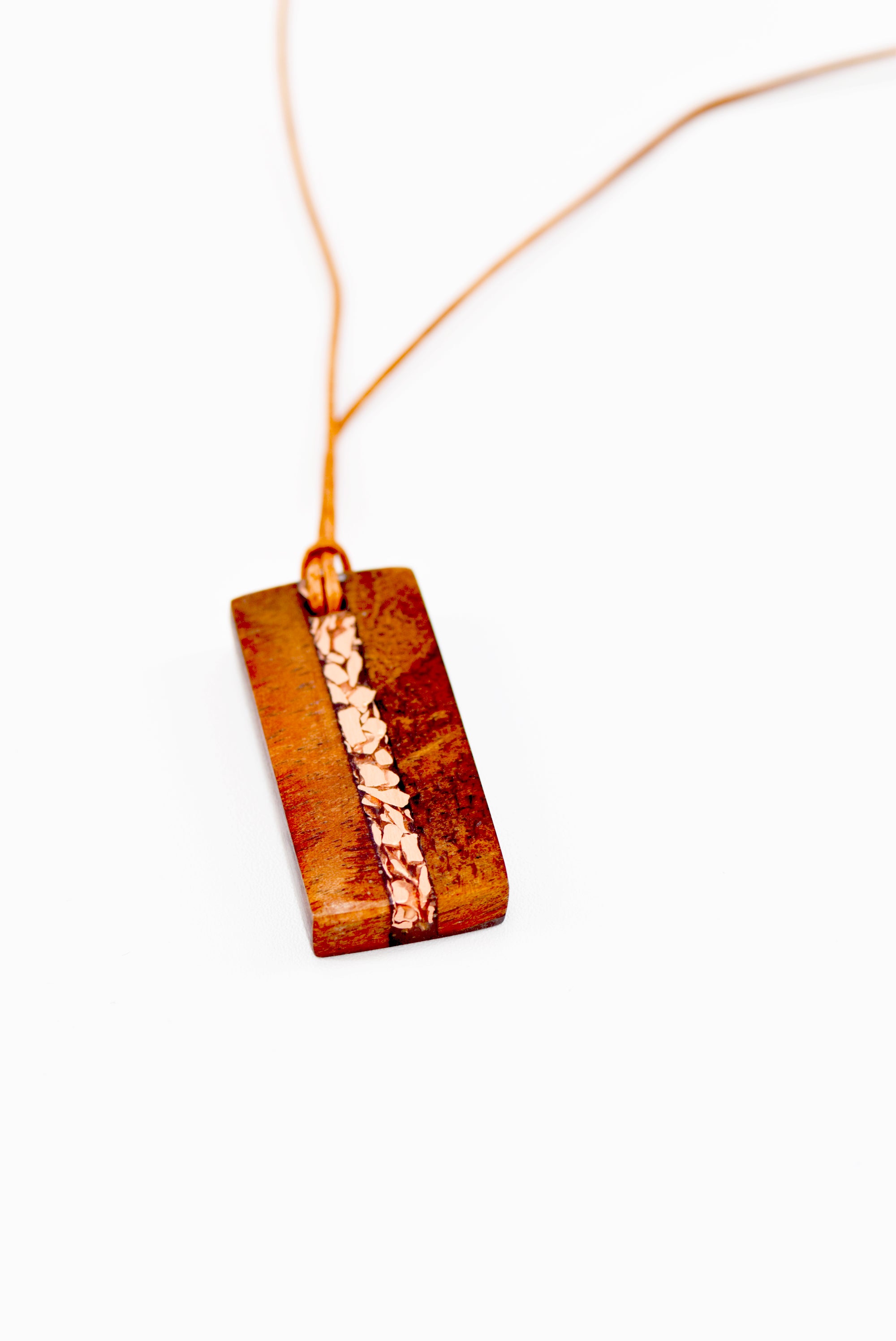 Koa & Copper Inlay Pendant Necklace