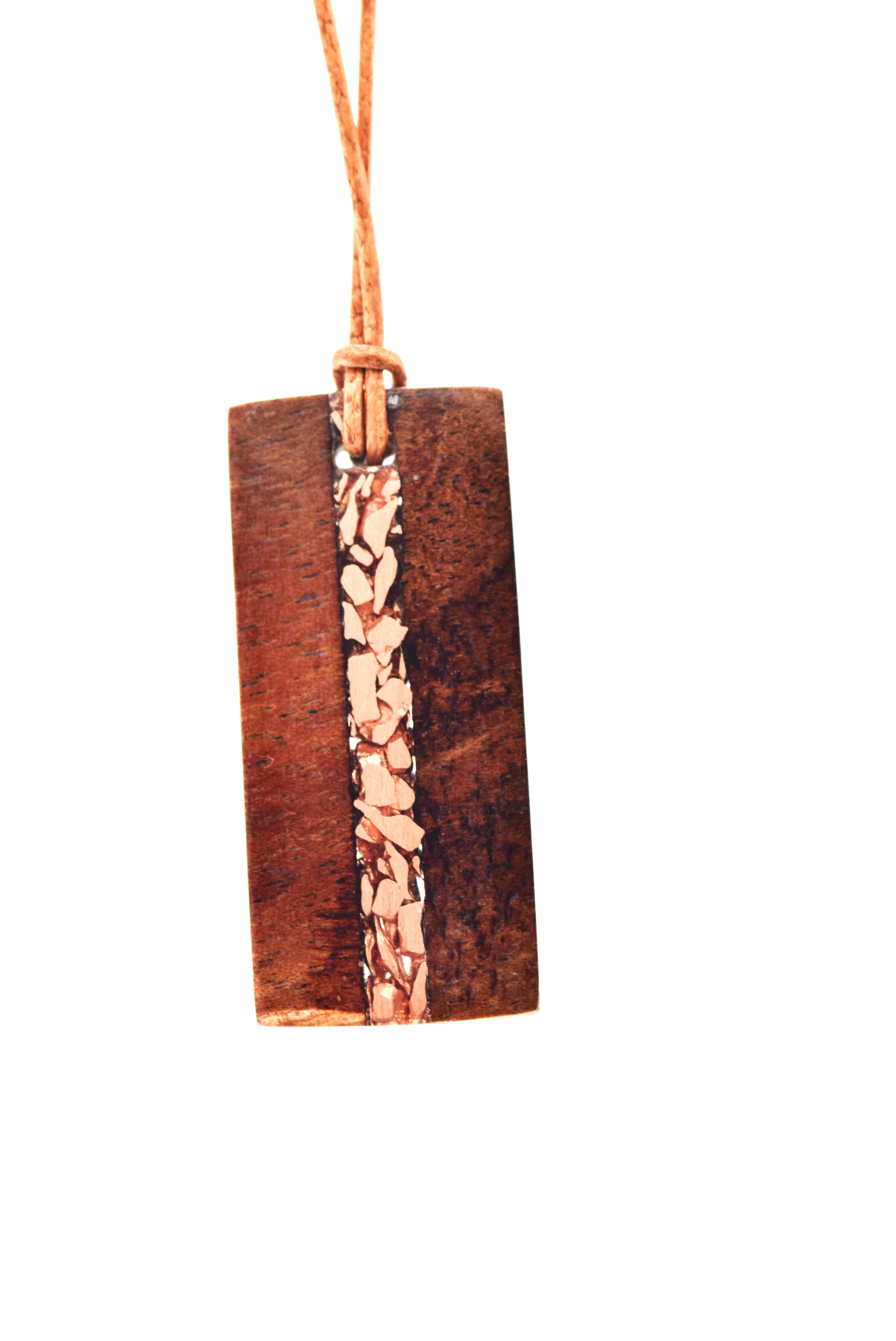 Koa & Copper Inlay Pendant Necklace