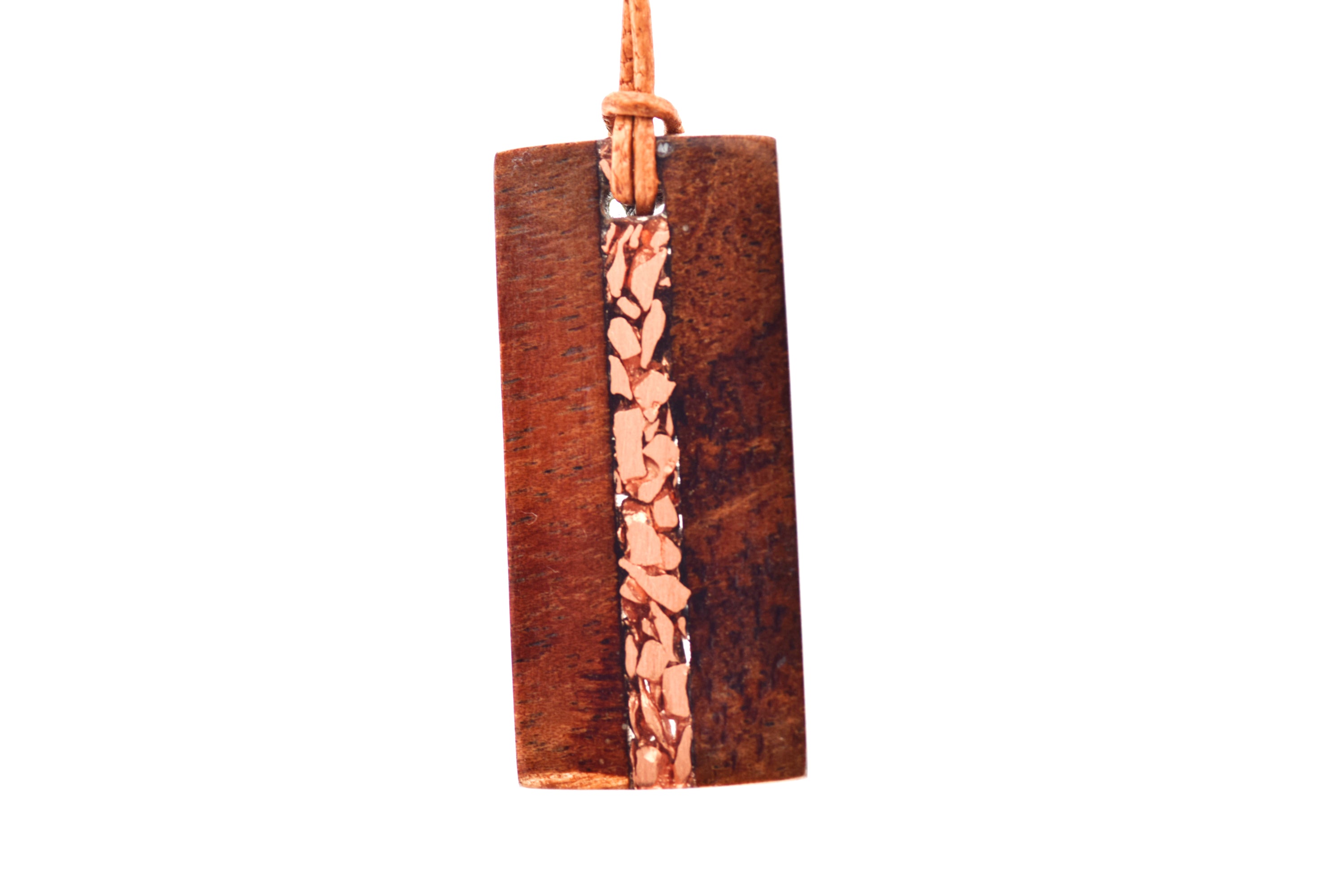 Koa & Copper Inlay Pendant Necklace