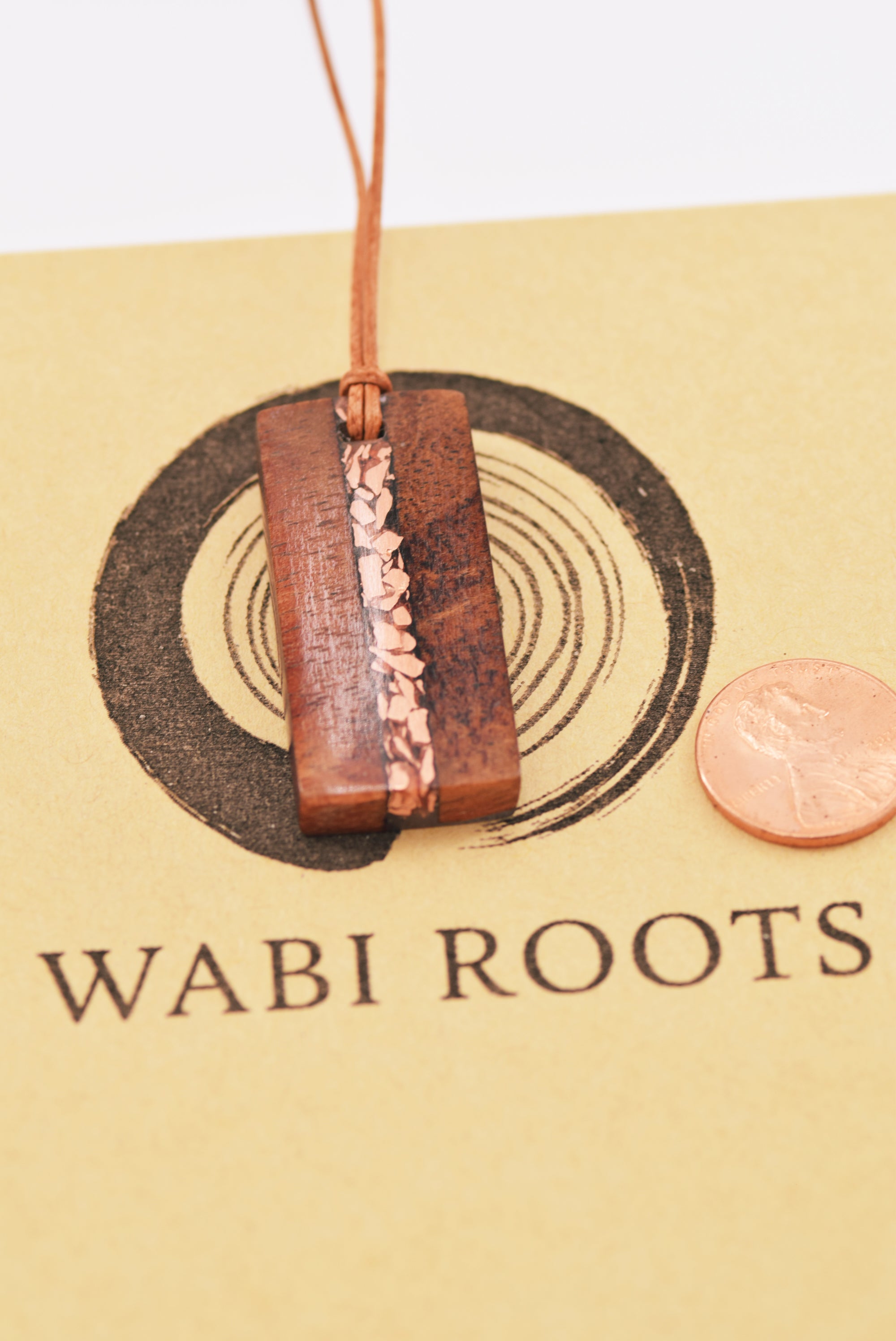 Koa & Copper Inlay Pendant Necklace