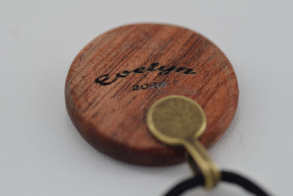 Personalized Koa Wood Graduation Pendant – Niho Mano Design with Citrine & Black Onyx