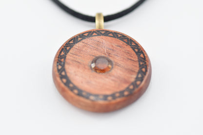 Personalized Koa Wood Graduation Pendant – Niho Mano Design with Citrine & Black Onyx