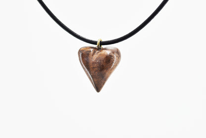 Hand-Carved Walnut Wood Heart Pendant – Personalized with Initials or Handwriting