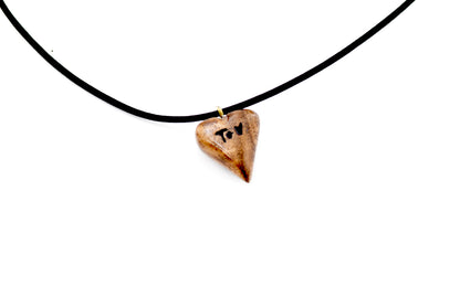 Hand-Carved Walnut Wood Heart Pendant – Personalized with Initials or Handwriting