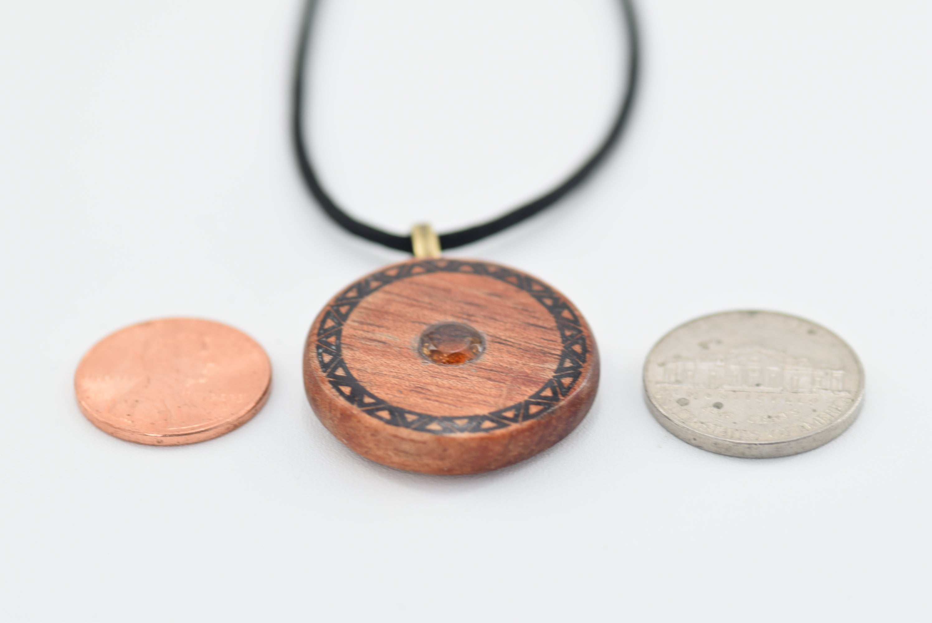 Personalized Koa Wood Graduation Pendant – Niho Mano Design with Citrine & Black Onyx