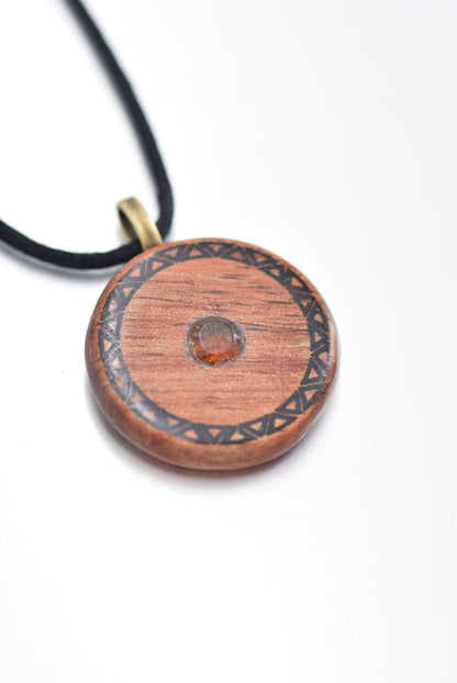 Personalized Koa Wood Graduation Pendant – Niho Mano Design with Citrine & Black Onyx